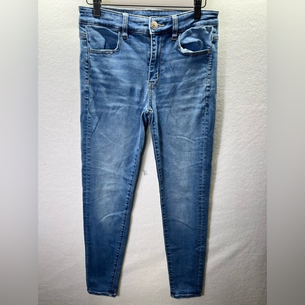 American Eagle hi-rise Jegging Jeans Womens 6 Stretch Blue Denim Cute Comfy 2218